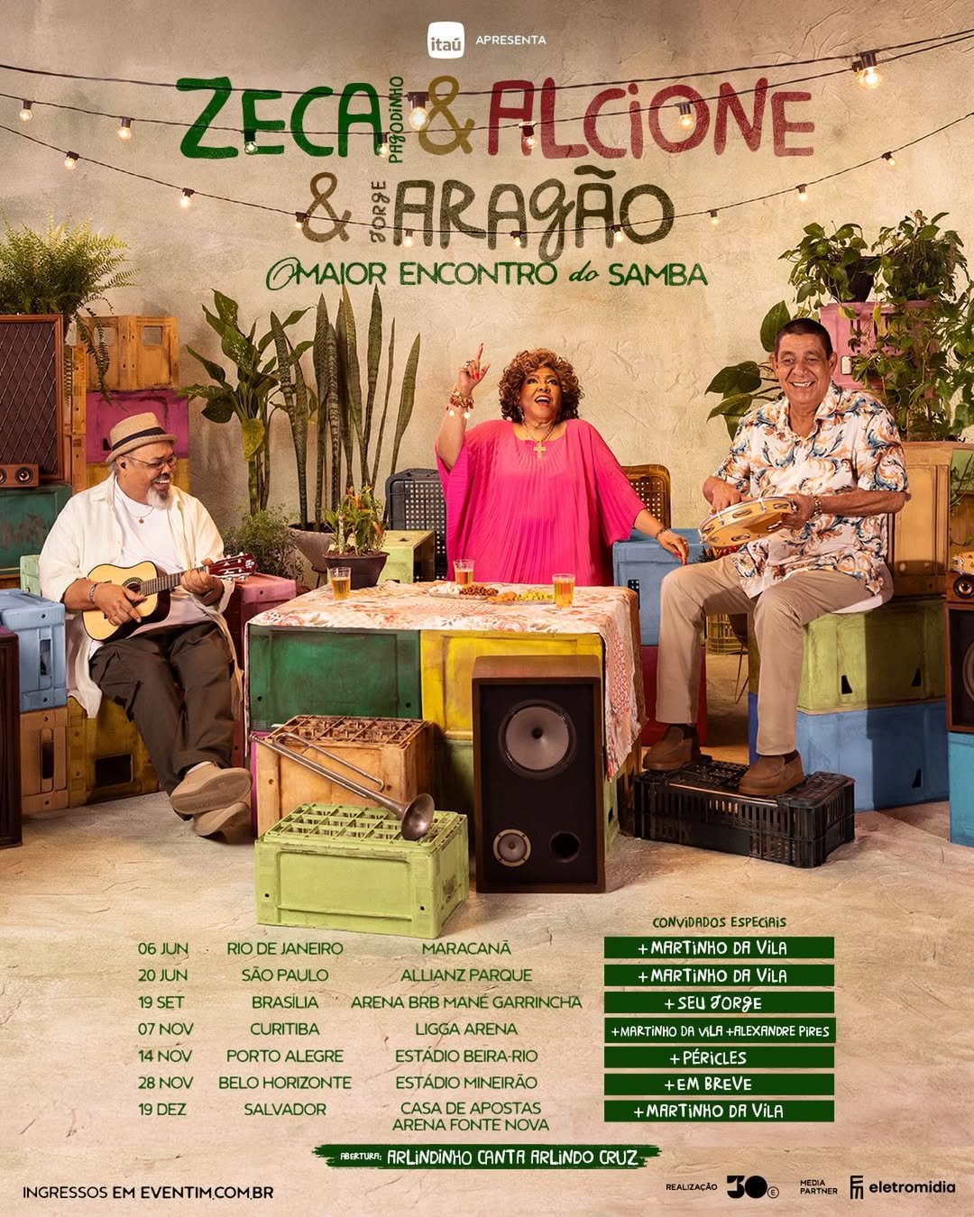 O Maior Encontro do Samba: Zeca Pagodinho, Alcione e Jorge Aragão anunciam turnê inédita por estádios O Dream Team do Samba: Zeca Pagodinho, Alcione e Jorge Aragão anunciam turnê inédita por estádios