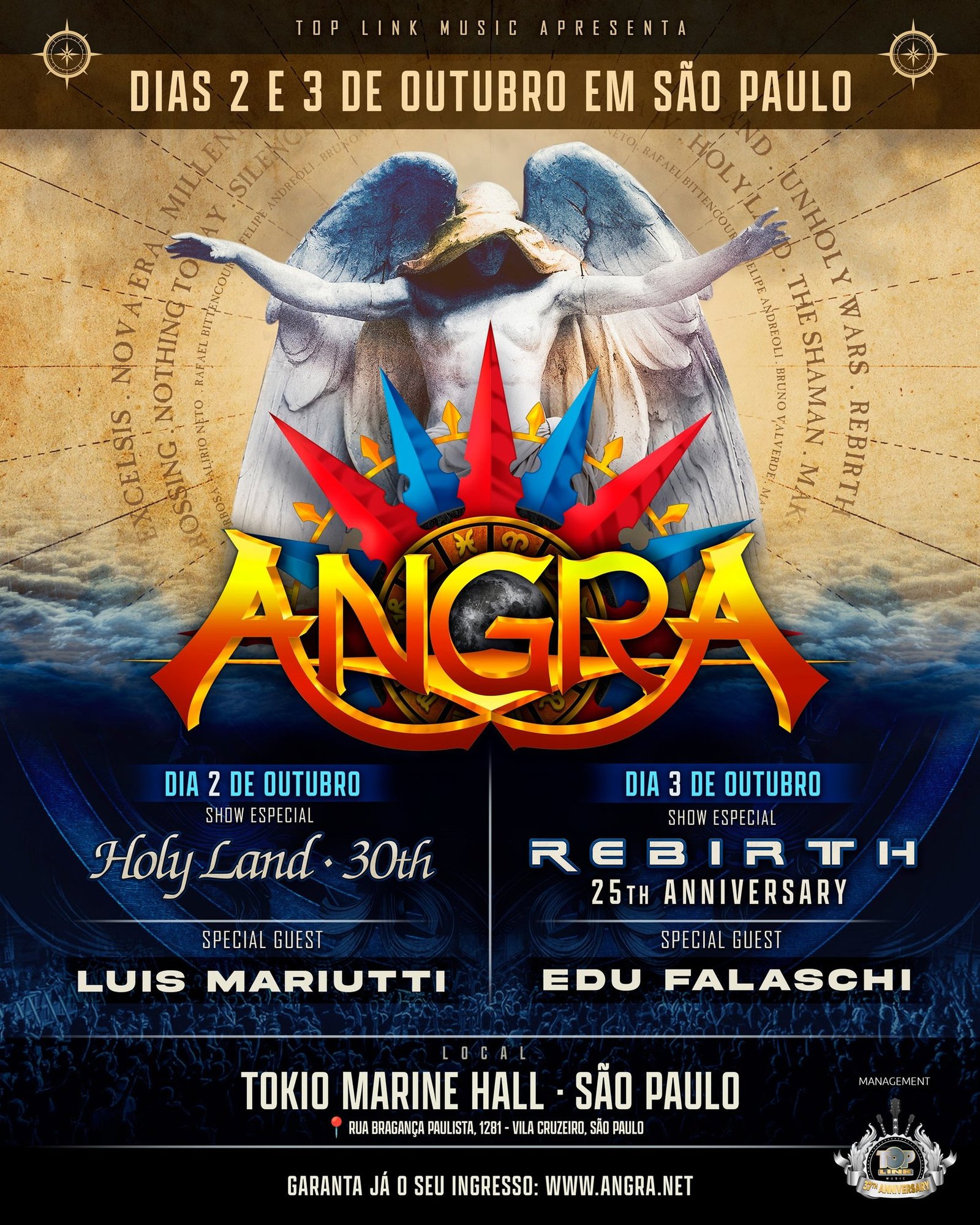 Cartaz do show da banda Angra do disco 