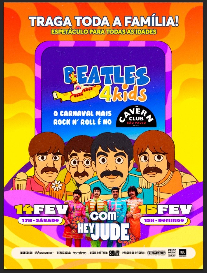 Carnaval com Sotaque Britânico: Beatles 4 Kids invade o The Cavern Club São Paulo Carnaval com Sotaque Britânico: Beatles 4 Kids invade o The Cavern Club São Paulo