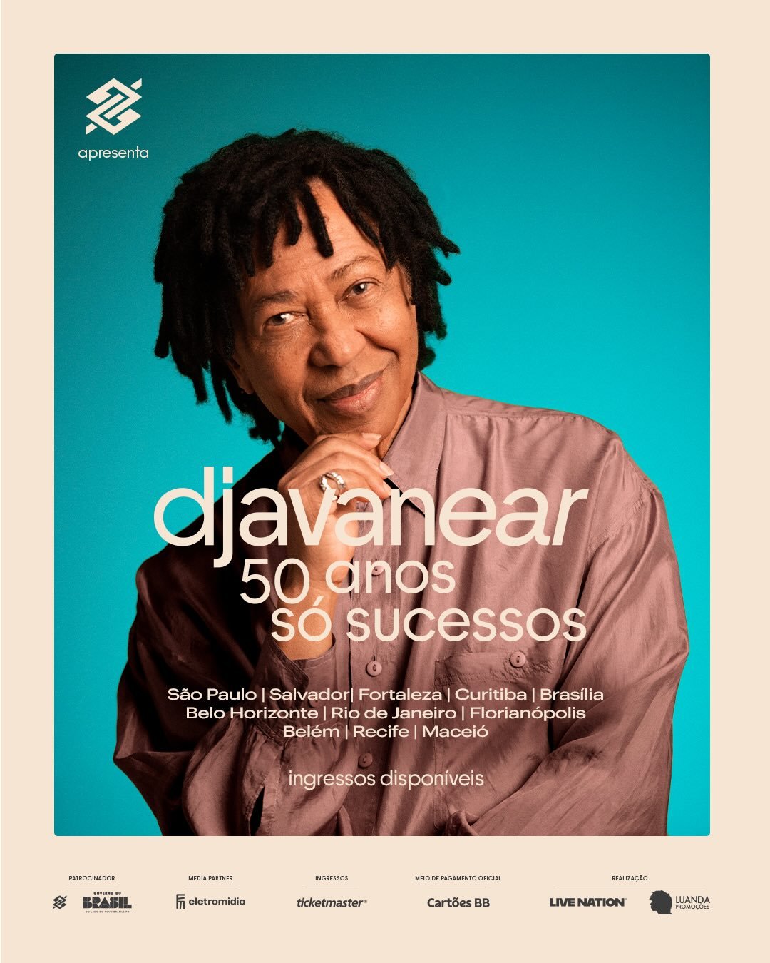 Djavan prepara invasão aos estádios com a turnê "Djavanear 50 anos" Djavan prepara invasão aos estádios com a turnê