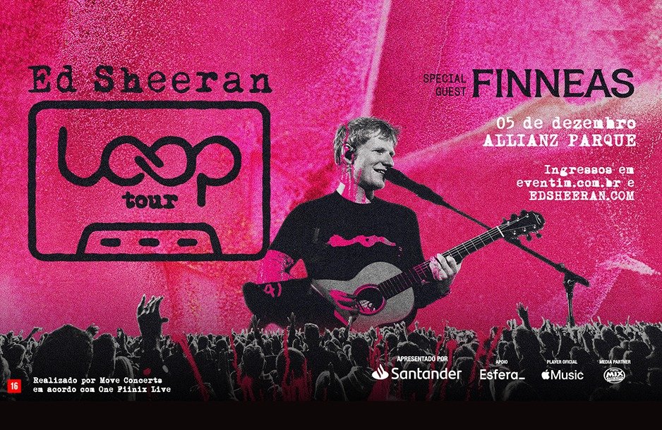 Ed Sheeran anuncia retorno ao Brasil com a "LOOP TOUR" em dezembro Pôster oficial da