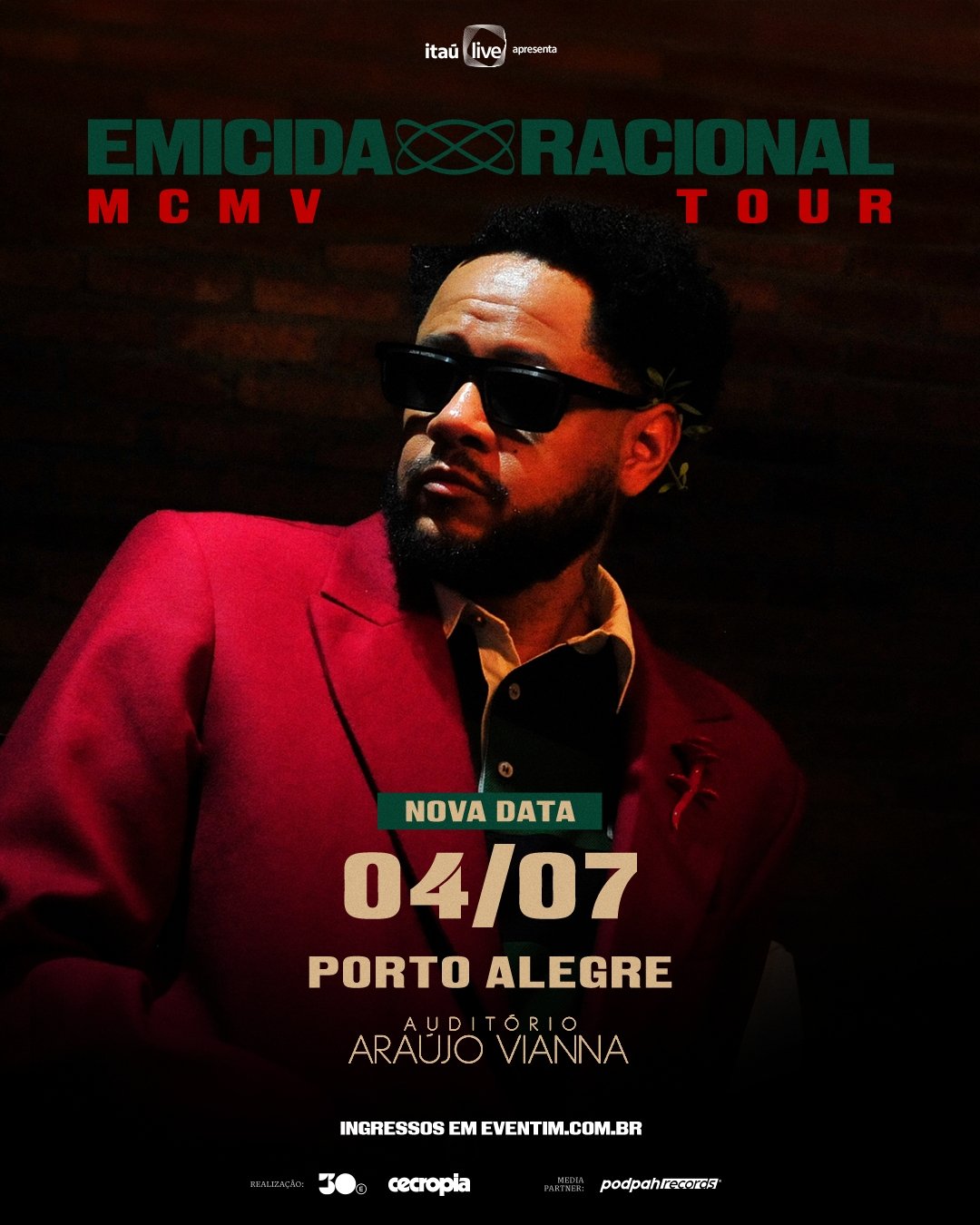 Emicida anuncia show da turnê "Racional MCMV" em Porto Alegre De Fã para Fã: Emicida anuncia show da turnê