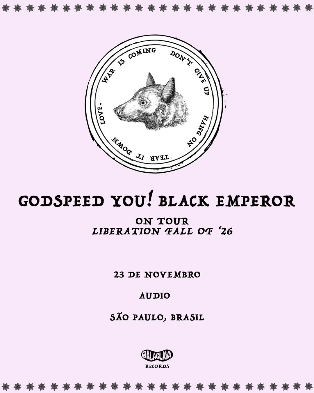 Cartaz do show da banda Godspeed You! Black Emperor em SP no dia 23/11.