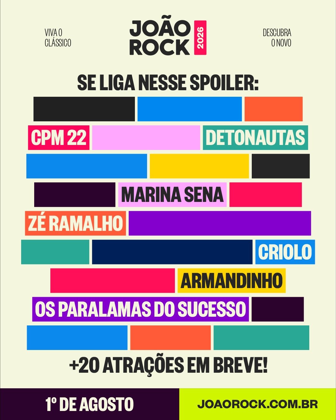 João Rock 2026: Festival anuncia primeiras atrações e altera data devido à Copa do Mundo A organização do João Rock revelou os primeiros detalhes e atrações da sua 23ª edição