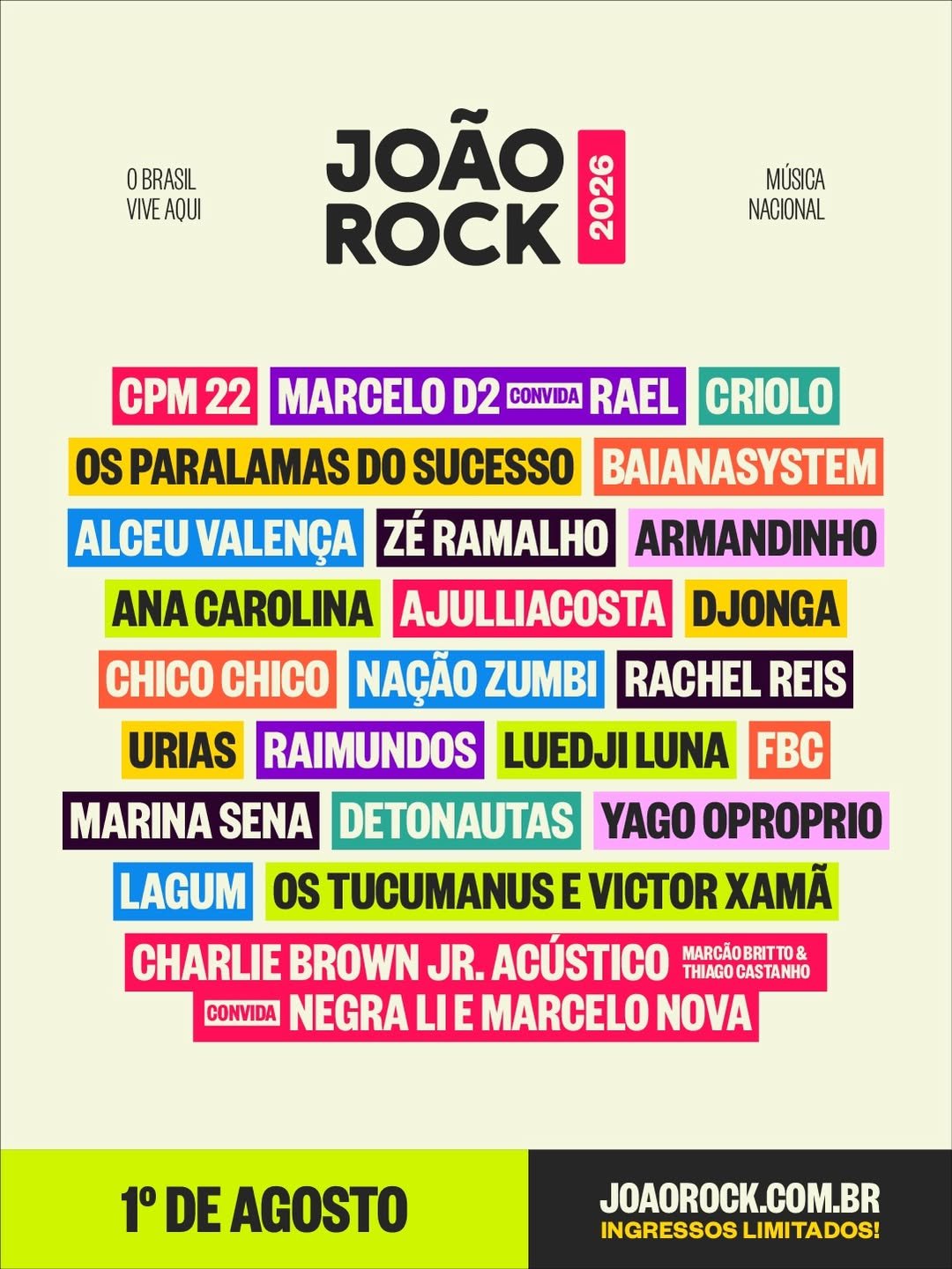 João Rock 2026 anuncia line-up e primeiro lote entra na reta final oão Rock 2026 anuncia line-up e primeiro lote entra na reta final
