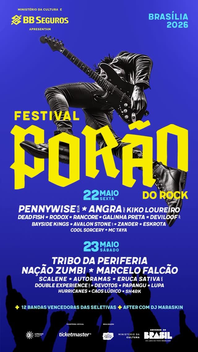 Arte promocional do Porão do Rock 2026 destacando o logo dos patrocinadores.