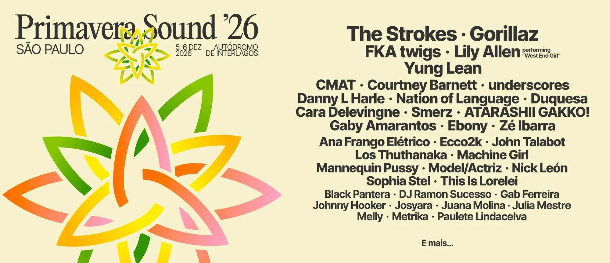 Primavera Sound São Paulo 2026 revela lineup com Gorillaz e The Strokes Primavera Sp26 L5lVv0R1B7c0haUW