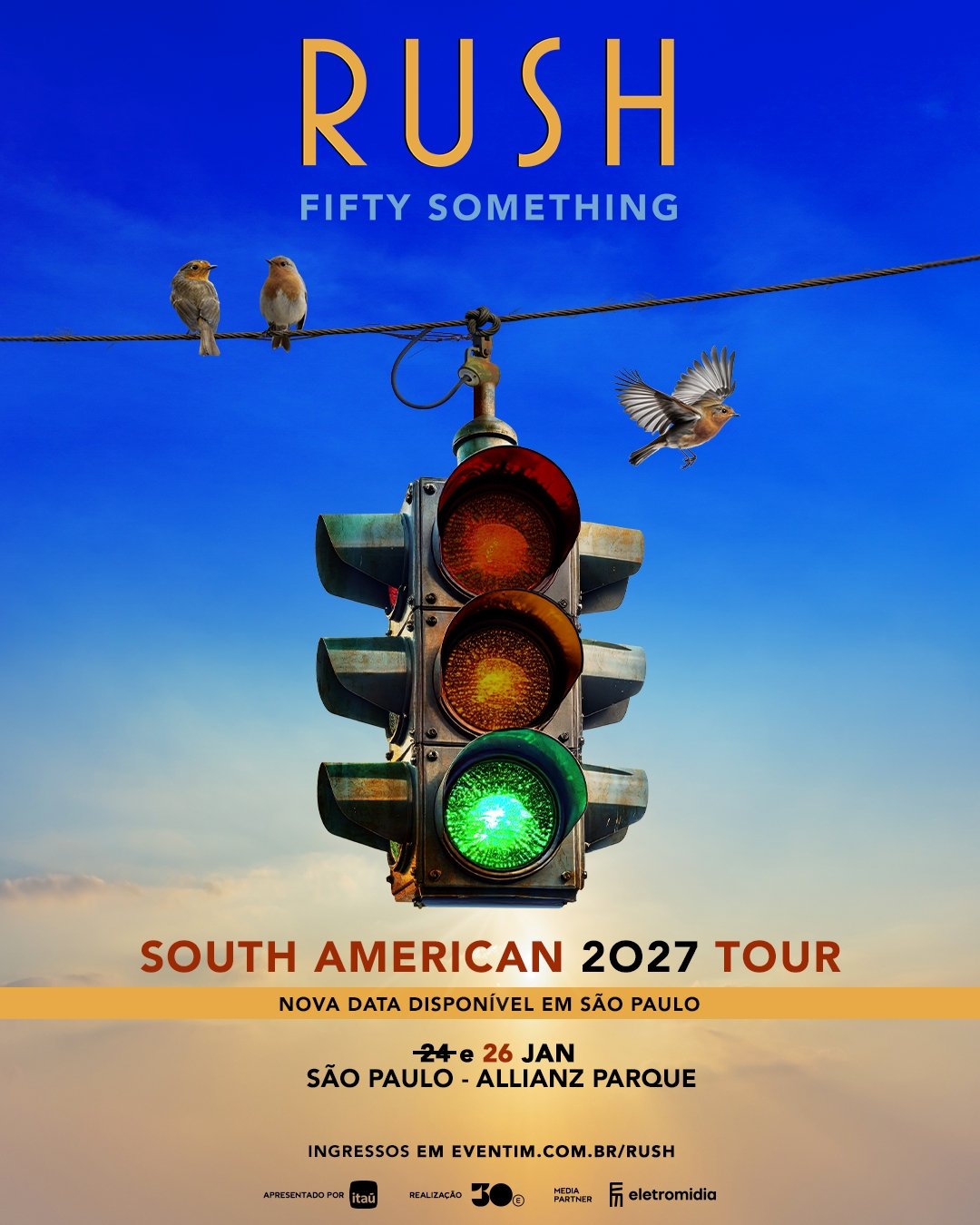 Rush esgota Allianz Parque em minutos e anuncia show extra em São Paulo para 2027 Rush esgota ingressos da turnê Fifty Something em São Paulo e 30e anuncia data extra no Allianz Parq
