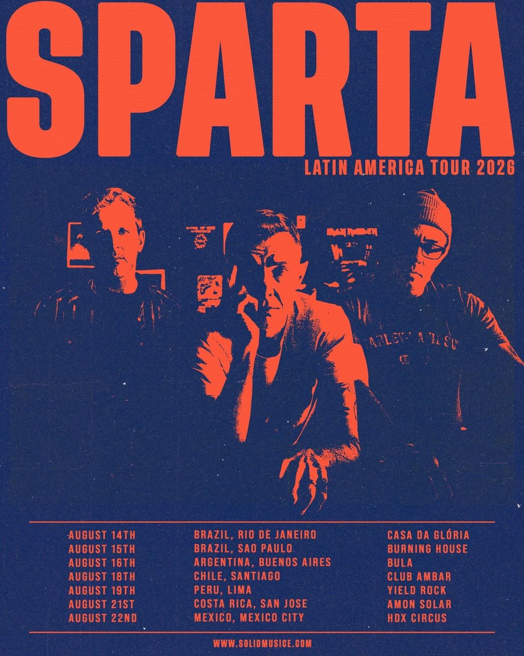 Sparta anuncia primeira turnê pela América do Sul com paradas no Rio e São Paulo Sparta anuncia primeira turnê pela América do Sul com paradas no Rio e São Paulo